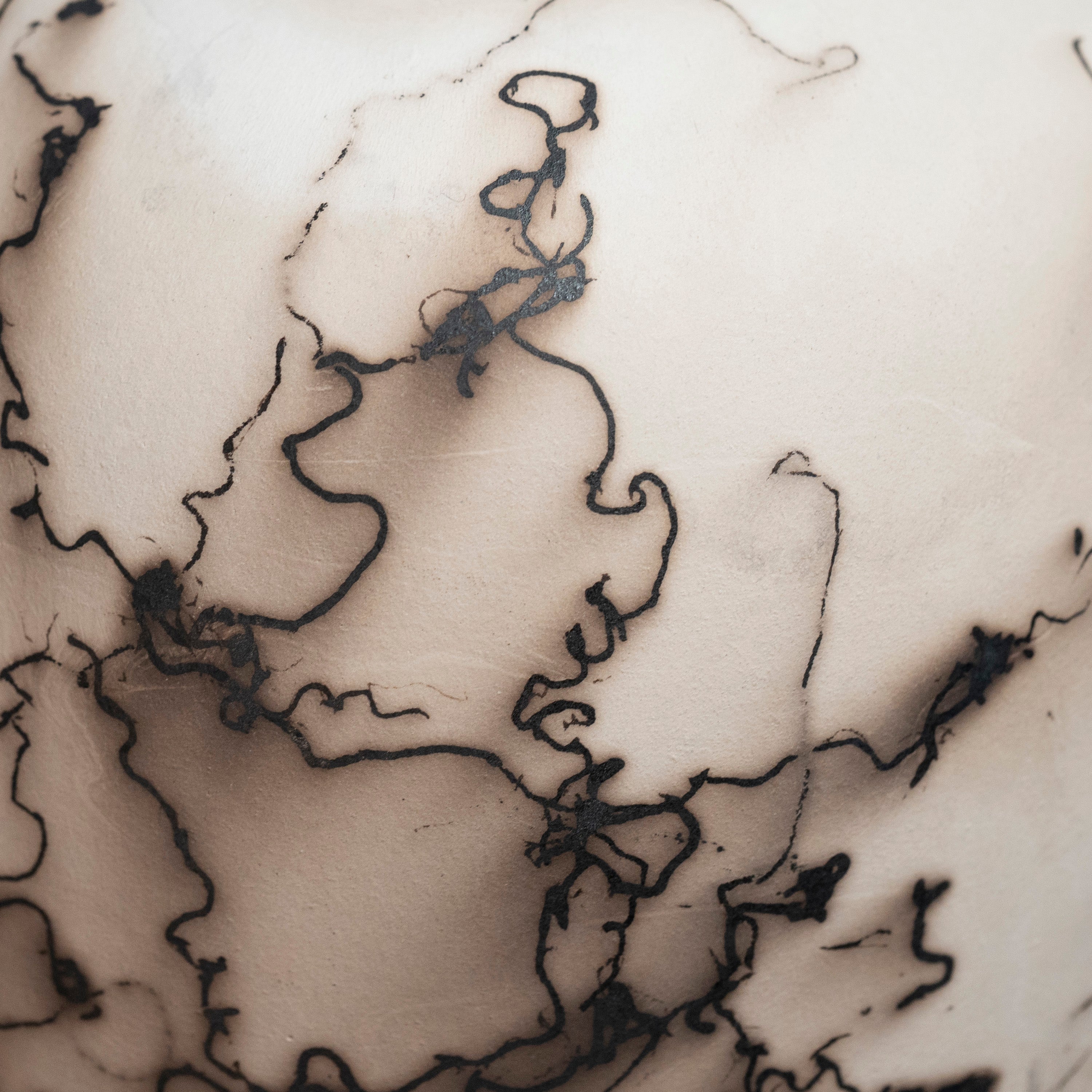 Detail of Horsehair markings on ceramic